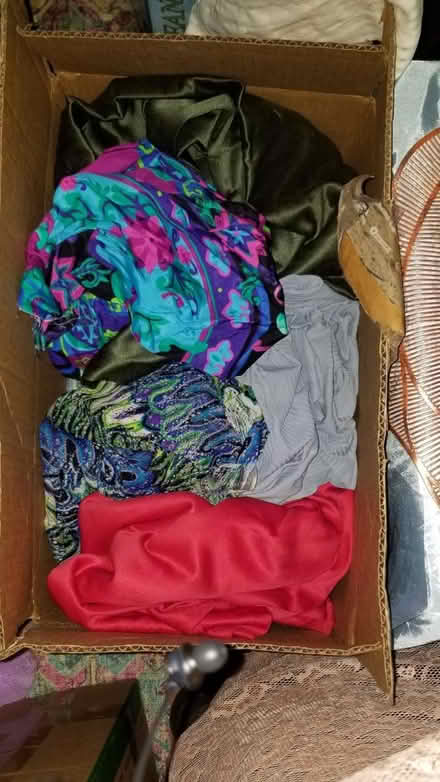 Photo of free Box of assorted colored fabric (Fordham Rd Bronx.) #1