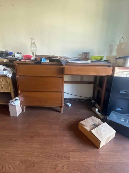 Photo of free Desk, file cabinet, wicker thing (North Berkeley) #3