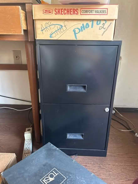 Photo of free Desk, file cabinet, wicker thing (North Berkeley) #2