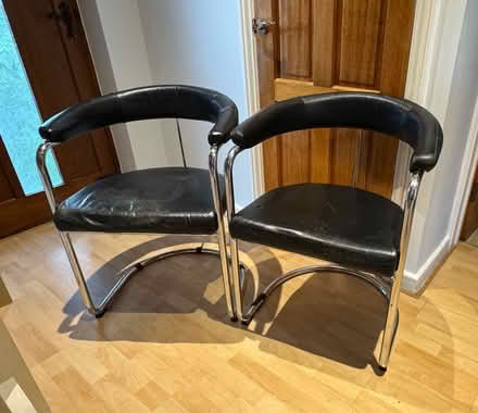 Photo of free 2 Leather & Stainless Steel Chairs (Witney OX29) #1