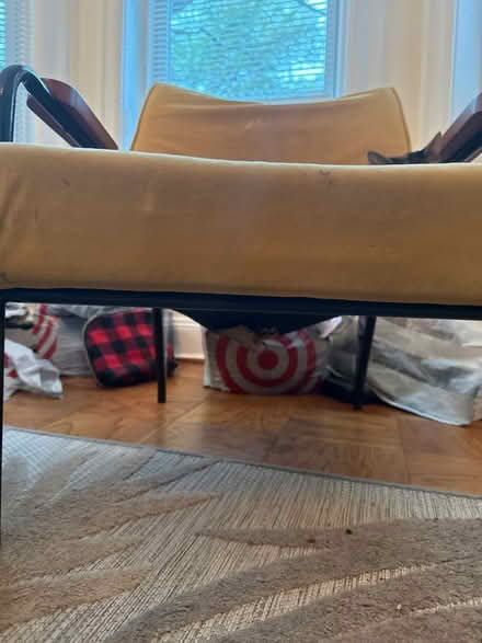 Photo of free Yellow velvet Prouve-style chair (Columbia Heights) #3