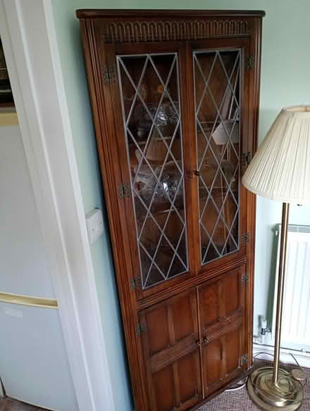 Photo of free Dark wood corner cabinet (Blewbury) #1