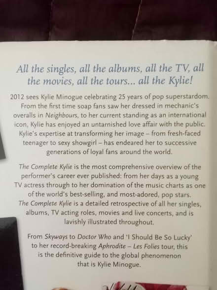 Photo of free The Complete Kylie book 2012 (Tonbridge) #3