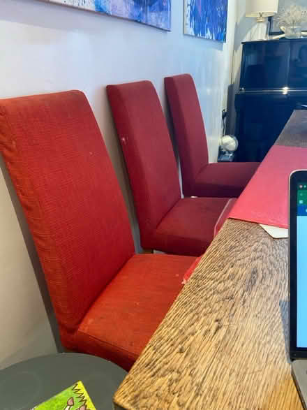 Photo of free 4 red dining chairs (Stratford, E15) #1