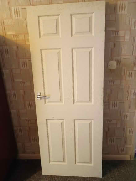 Photo of free 2 white internal wooden doors (Woodley RG5) #1