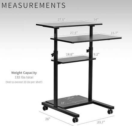 Photo of free Mobile Height Adjustable Standing Up Desk with Storage (E9) #2