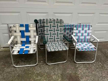 Photo of free 3 pairs of aluminum lawn chairs (On north side of Angier) #1
