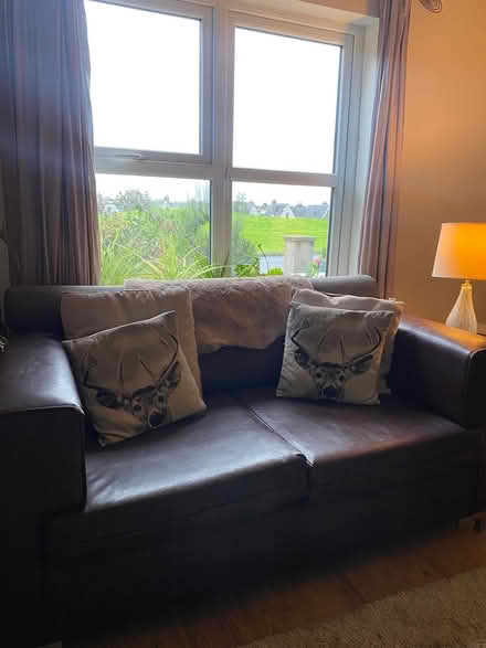 Photo of free Leather two seater sofa (Rahoon , westside . Galway) #2