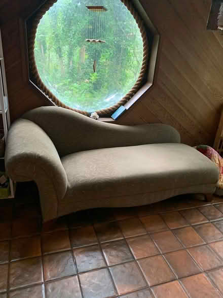Photo of free Green chaise couch sofa (Milwaukie on Aldercrest Rd) #1