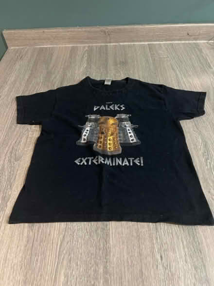 Photo of free Kids Black Dr Who Daleks T-Shirt. Small. Good condition. (Southsea PO4) #1