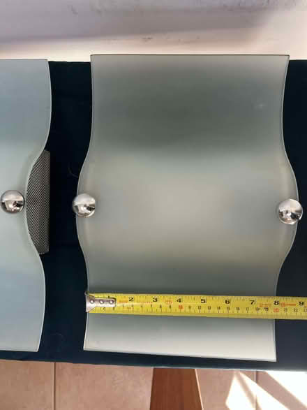 Photo of free 3 Frosted-Glass Wall Lights with Bulbs - all to go together (Raynes Park SW20) #1