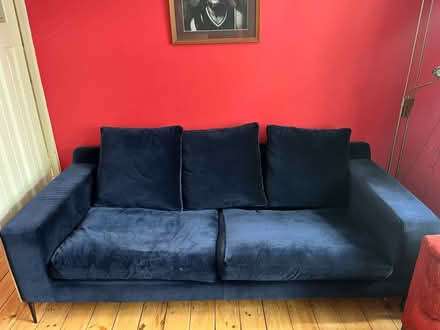 Photo of free Blue Velvet sofa (Tottenham, N17) #1