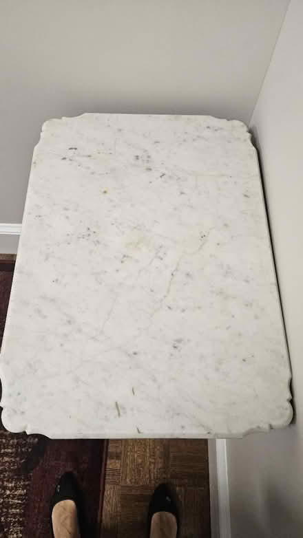 Photo of free Antique end table with stone top (Flemington NJ) #2