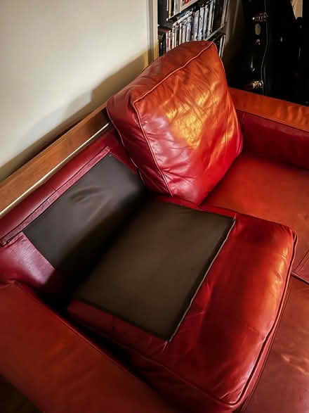 Photo of free Deep Red Leather 70s/modern Sofa (N13 Palmers Green) #4