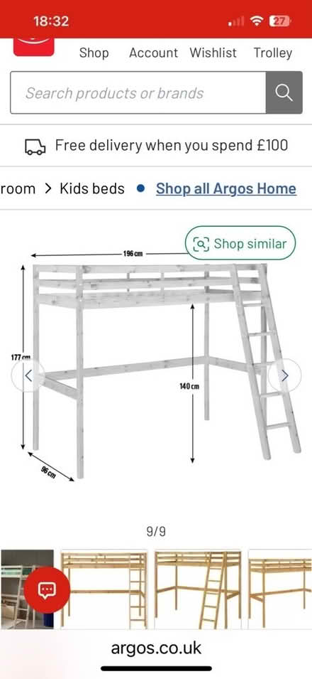 Photo of free Kids high bed with ladder (Sundridge TN14) #1