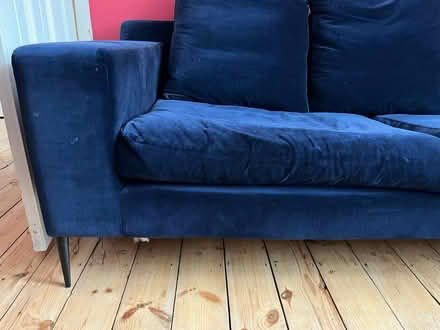 Photo of free Blue Velvet sofa (Tottenham, N17) #3