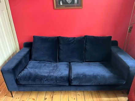 Photo of free Blue Velvet sofa (Tottenham, N17) #2