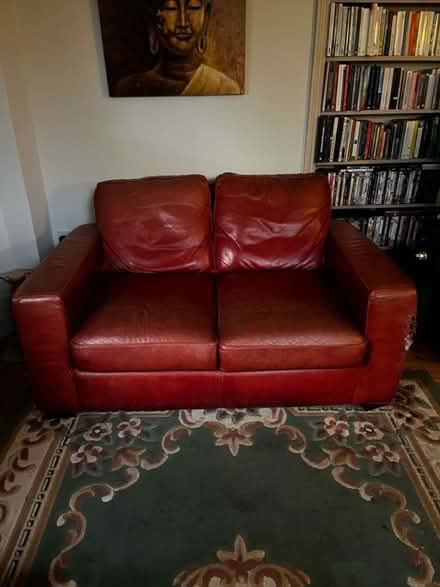 Photo of free Deep Red Leather 70s/modern Sofa (N13 Palmers Green) #2