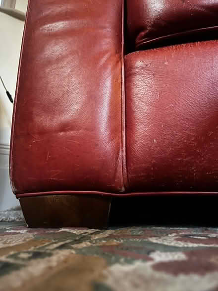 Photo of free Deep Red Leather 70s/modern Sofa (N13 Palmers Green) #3