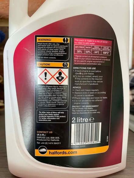 Photo of free Halfords anti-freeze and coolant (The Highlands TN39) #2