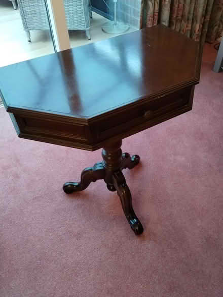 Photo of free Small dark wood table with drawer (B91 - Central Solihull) #4