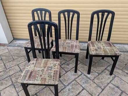 Photo of free 4 chairs 1980/90s black solid wood (L24) #1
