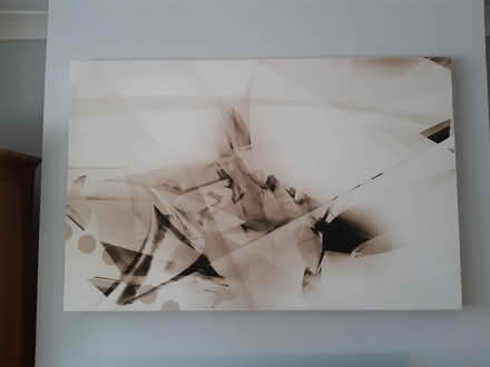 Photo of free Large wooden framed abstract canvas print (Yaxley) #1