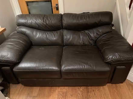 Photo of free Brown Leather Sofa (Leopardstown) #1