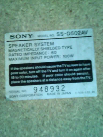 Photo of free Set of 2 Sony Speakers (Tondu CF32) #2