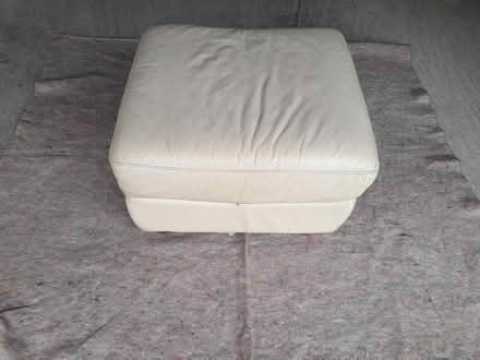 Photo of free Cream leather sofa and footstool (Worcester) #2