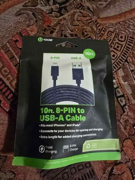 Photo of free 10ft 8-Pin to USB-A Cable (West 7th) #1