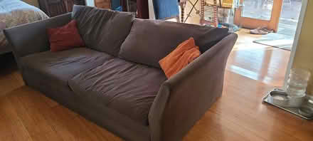 Photo of free Sofa - 94" long - Grey velour (Capitola, by Nob Hill) #1