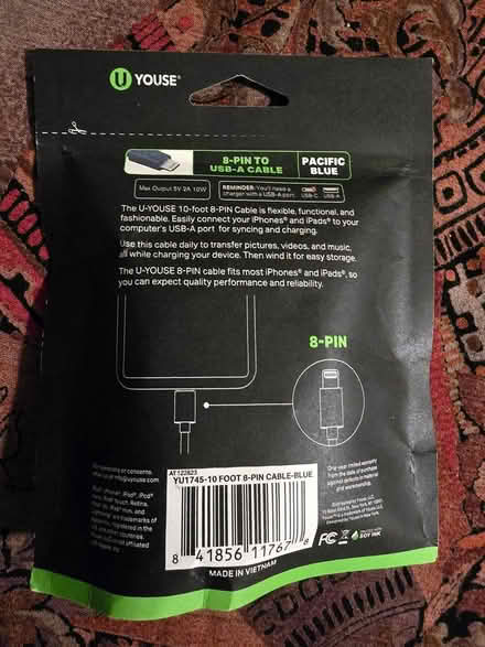 Photo of free 10ft 8-Pin to USB-A Cable (West 7th) #2