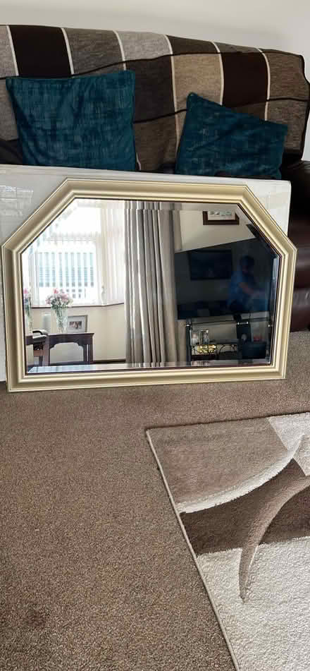 Photo of free Large gold coloured framed mirror (Brough CA17) #1