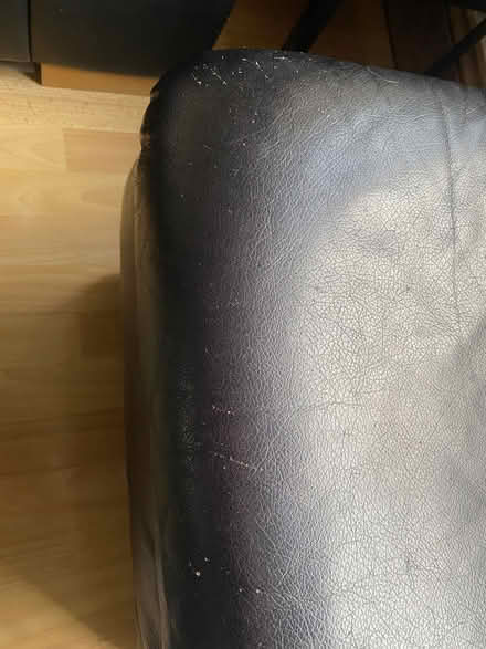 Photo of free Black leather pouffe footstool (Woodseats S8) #3