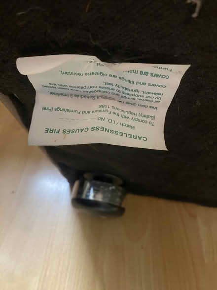 Photo of free Black leather pouffe footstool (Woodseats S8) #2