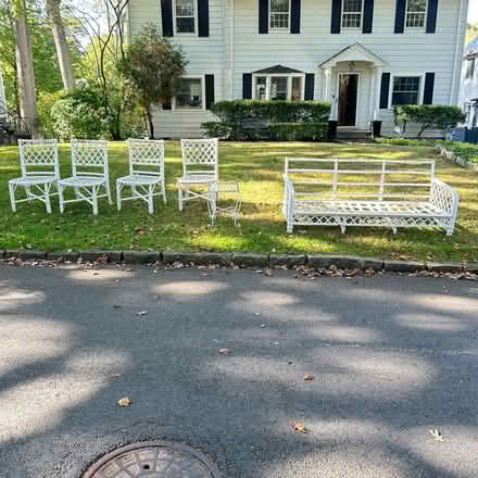 Photo of free White Wicker Chairs + sofa (Lower to mid Westchester) #1