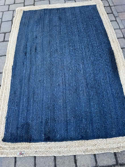 Photo of free 4x6 ft blue jute rug (Redwood City near Sequoia Hosp) #1