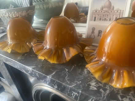 Photo of free 3 x small glass retro lightshades (Royal Standard SE3) #1