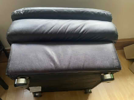 Photo of free Black leather pouffe footstool (Woodseats S8) #4