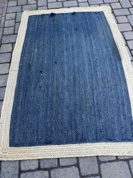 Photo of free 4x6 ft blue jute rug (Redwood City near Sequoia Hosp) #2