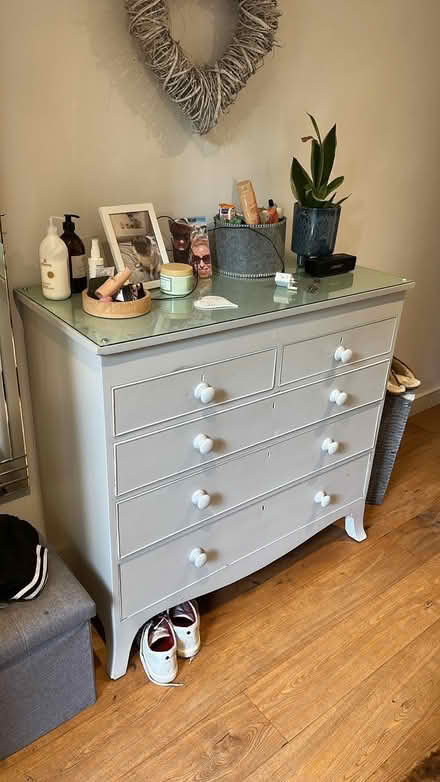 Photo of free Light grey wooden chest of drawers (Chalfont St Giles HP8) #1
