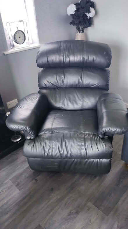 Photo of free Black leather recliner armchair (Timperley WA15) #1