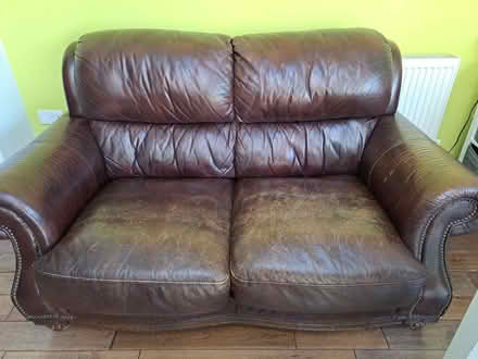 Photo of free Brown Leather 2 seater sofa (Bexley DA5) #1