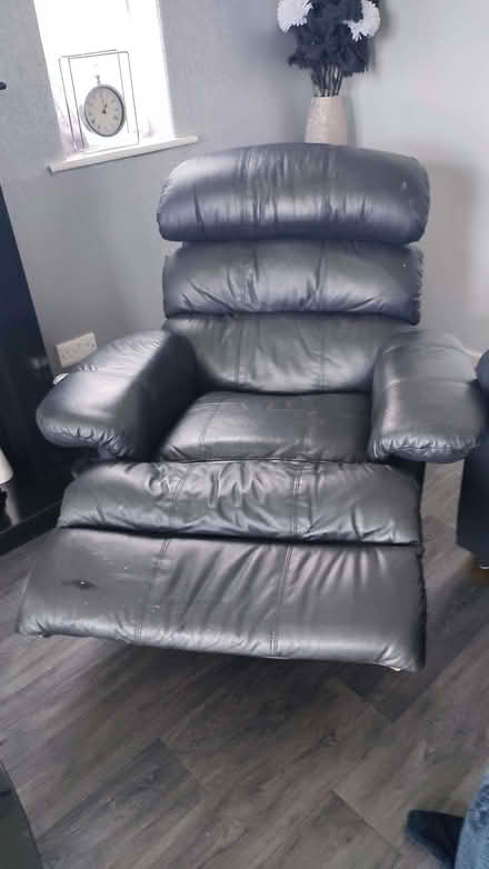 Photo of free Black leather recliner armchair (Timperley WA15) #2