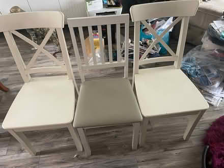 Photo of free Three white ikea chairs (M9 Harpurhey) #1