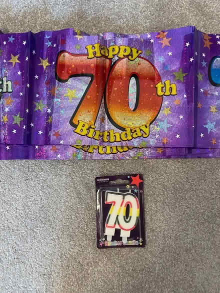 Photo of free 70th birthday banners and candle (Formby L37) #1