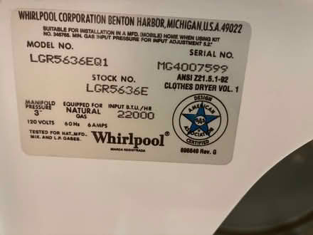 Photo of free Whirlpool gas dryer (Oakland hills - Joaquin Miller) #2
