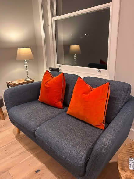 Photo of free 2 seater blue fabric sofa (South Kensington SW7) #2