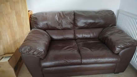 Photo of free Brown faux leather 2 seater sofa (Little Eaton DE21) #1